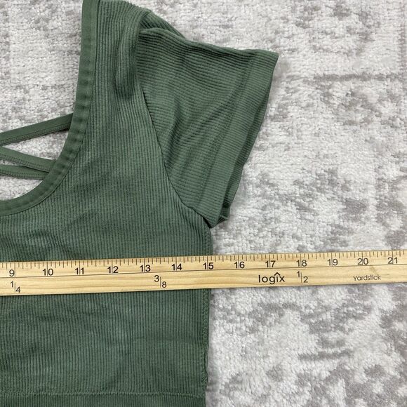 Aerie Real Good Ribbed Cropped Backless Top Green Top Women's Size XL - Picture 5 of 5